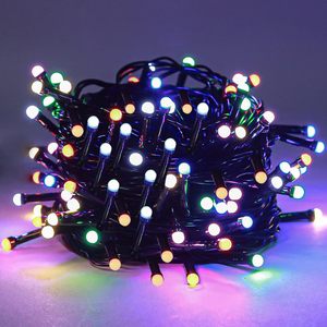 Guirlande solaire à LED de 12 m avec 100 diodes, indice d'étanchéité IP44 - Plusieurs couleurs, idéale pour la décoration extérieure - Product Image 6