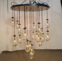 Lustre Moderne Gouttes de Pluie Rond Grand Luminaire Suspendu Haut Plafond Luxe Long Pendentif Goutte de Pluie