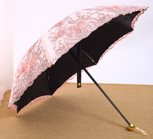 Parapluie en tissu de mariage de parasol de broderie de fleur de <span class=keywords><strong>dentelle</strong></span> de Offre Spéciale avec le revêtement noir - Product Image 3