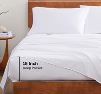 Draps-housses respirants 100 % coton de qualité supérieure, couleur unie, pour lits Queen et King Size