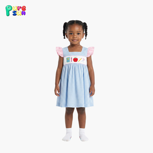 Vestidos de Verano para Niñas, 100% Algodón, con Mangas con Volantes y Bordado, Estilo Smocked, Cumplen con la Normativa CPSIA, Personalizables al por Mayor, Marca Puresun - Product Image 2