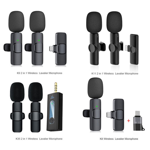 K9 K8 K35 K11 Lavalier Wireless Lapel Mini Microphone Recording Buttonhole Portable Mic for Android Mobile Phone Iphone Camera