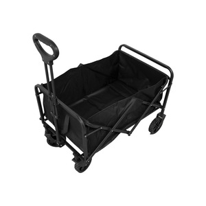 Chariot de camping pliable à 4 roues, poignée télescopique en acier, noir, chariot de transport extérieur, capacité de charge de 150 kg - Product Image 2