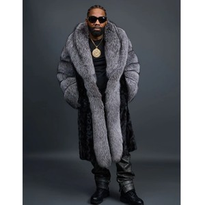 Trench RXFurs OEM ODM Lungo e Caldo in Vera Pelliccia di <span class=keywords><strong>Visone</strong></span> <span class=keywords><strong>con</strong></span> Collo a Scialle Bordato in Pelliccia di Volpe, Cappotto di Lusso in Vera Pelliccia - Product Image 6