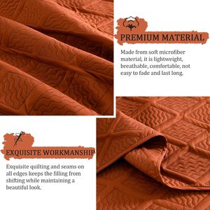 Modern Deep <strong>Orange</strong> Lightweight Ultrasonic Quilt Set <strong>Bedspread</strong> with Soft Fiber Wave Pattern for All Seasons and Customizable - Product Image 5