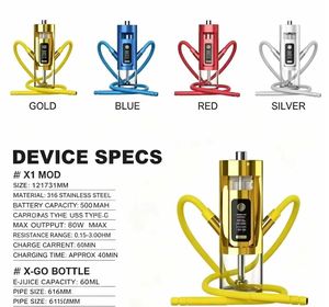 Copa de Hookah Eléctrica Portátil con LED, Set de Accesorios para Fumar, Hookah de Viaje de Acero Inoxidable 316 para Bar o Regalo - Product Image 1