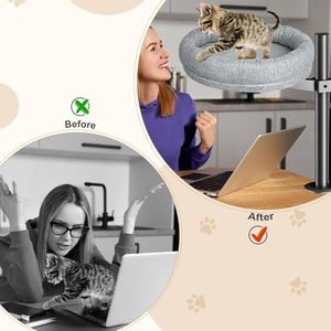 Cama de escritorio redonda elevada para gatos que ahorra espacio, hamaca para gatos con marco de <span class=keywords><strong>Metal</strong></span> suave y cómoda ajustable en altura giratoria de 360 ° para interiores - Product Image 2