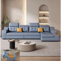 Canapé d'Angle Moderne Multifonctionnel pour Salon, Canapé-Lit en Cuir avec Rangement pour Maison et Hôtel