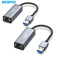 Adaptateur Ethernet USB BENFEI 1000 Mbps, adaptateur réseau LAN USB vers RJ45 Gigabit Ethernet câble en nylon tressé boîtier en aluminium