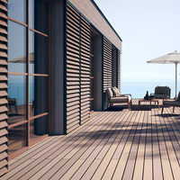 Planches de terrasse en composite bois-plastique antidérapantes et imperméables 140x25mm, brossées et embossées, décoratives, pour usage extérieur en jardin