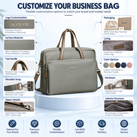 Sac à ordinateur portable gris personnalisé BONLOR OEM, sacoche en cuir avec bandoulière pour femmes, travail, bureau