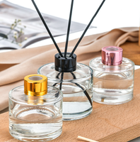 Flacon diffuseur de parfum vide en verre transparent de 100 ml, rond, avec bouchon en aluminium, pour huiles essentielles, emballage pour parfums d'intérieur, vente en gros