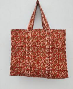 Sac fourre-tout à fleurs Boho réversible en coton matelassé écologique fait à la main Logo personnalisé imprimés d'animaux 100% vie quotidienne durable - Product Image 1