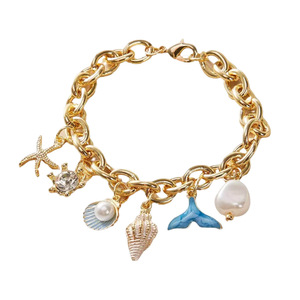 Pulsera de moda de aleación antigua de alta calidad al por mayor para Europa Estados Unidos Fishtail Marine Holiday Wind Drop Oil Pearl Pendant - Product Image 5