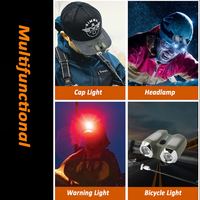 Rouge Bleu Avertissement Flash Type C Rechargeable COB Cap Chapeau Phare Lumière Avec Capteur 210 ° Réglable LED Chapeau Lumière Avec Clip