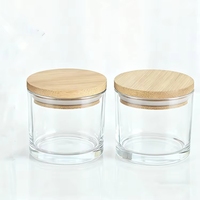 Bocaux en verre vides pour bougies chauffe-plat avec couvercles en bois, 150 ml (5 oz), récipients à bougies en verre à large ouverture