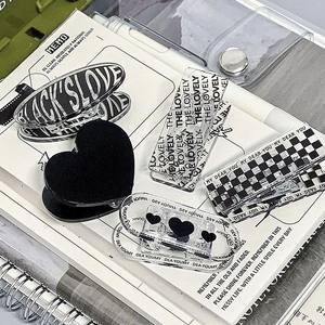 <span class=keywords><strong>Clip</strong></span> en acrylique transparent à carreaux rétro, <span class=keywords><strong>clip</strong></span> à papier kawaii, papeterie - Product Image 1
