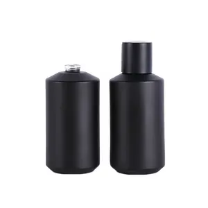 定制奢华哑光黑色100毫升空深宁静男士香水玻璃瓶圆筒香水喷雾喷雾瓶