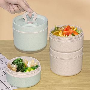 Wholesale Stock Wheat Straw Seal Compartment and Tableware <b>Set</b> for Office Workers Japanese Microwave Safe Soup Bowl <b>Lunch</b> Box - Product Image 4