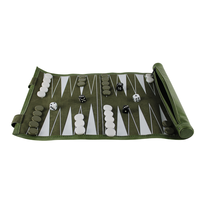 Handgefertigtes 13 Zoll Grünes PU-Leder Backgammon Reise-Rollset Tragbares Backgammon mit Individuellem LOGO