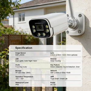 Caméra IP Bullet sans fil WiFi <span class=keywords><strong>Tuya</strong></span> Smart 2.4G 5G 6MP 3K Ultra HD CCTV avec détection humaine et vision nocturne couleur - Product Image 2