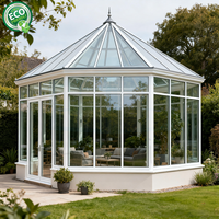 Grande serre victorienne maison en verre d'hiver vent jardin toit en aluminium véranda extérieure