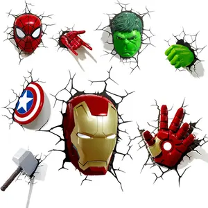 Avengers Marvel kahraman sıcak satmak renkli led duvar lambaları ayarlanabilir alüminyum tüp duvar lambası duvar lambası yatak odası çocuklar için