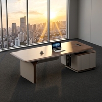 Bureau de direction moderne en bois massif de luxe avec rangement modulaire, matériaux écologiques et durables, montage mural facile, idéal pour villa