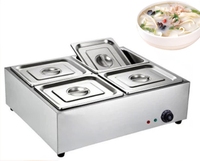Pemanas Makanan Bain Marie Listrik 220V 6L Stainless Steel untuk Restoran & Peralatan Dapur Hotel & Katering