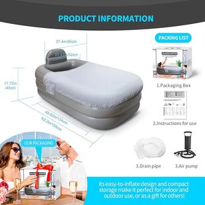 Baignoire de <span class=keywords><strong>spa</strong></span> d'intérieur et d'extérieur en plastique PVC pour adultes baignoire <span class=keywords><strong>gonflable</strong></span> portable pliable avec appui-tête - Product Image 4