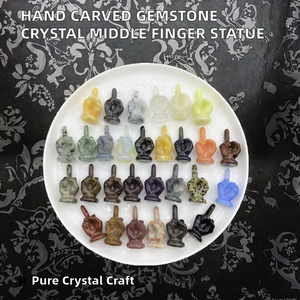 Youning 5cm Statue d'animal en pierre précieuse naturelle sculptée à la main (Obsidienne, Quartz Rose, Labradorite, Pyrite) en forme de doigt d'honneur - Product Image 2