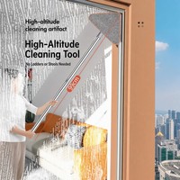 Magic Head Home 360 Grad Drehbarer Hochhöhen-Reinigungsstab Dreieckiger Fensterreiniger Langer Trocken-Nass-Dreieckmopp