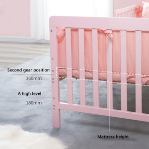 Lit en bois pour tout-petits avec barrières de sécurité, cadre de lit classique pour enfants avec tête de lit, mobilier de chambre d'enfant - Product Image 4