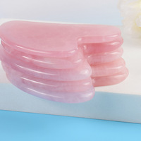 Ensemble de massage facial en quartz rose et améthyste en forme de cœur, marque OEM modèle LRYS, avec rouleau de jade et outils de soin du visage en pierre