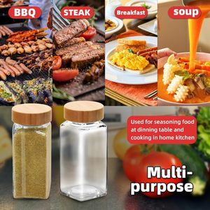Ensemble de pots à épices en verre avec couvercles en bambou et étiquettes, couvercles doseurs 4 oz/8 oz, préservation de la fraîcheur, design multifonctionnel, cuisine, camping - Product Image 5
