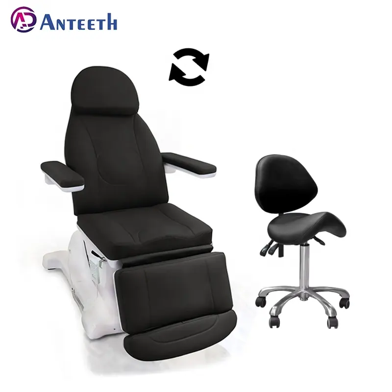 เก้าอี้เสริมสวยแต่งหน้าสปาทางการแพทย์หมุนได้,เตียงความงามไฟฟ้าสีดำ3 4มอเตอร์หรูหรา