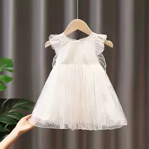 Children's Wings Skirt Baby Net Yarn Princess Girl Dress For Summer Mesh Back Big Bow Super Fairy Cute Skirts