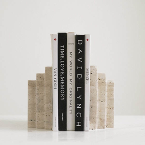 Sujetalibros de Travertino Natural, Sujetalibros Decorativos Resistentes <span class=keywords><strong>para</strong></span> Estantes, Sujetalibros de Piedra Sólida, Soporte <span class=keywords><strong>para</strong></span> <span class=keywords><strong>Libros</strong></span> - Product Image 3