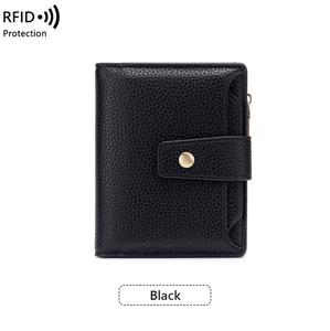 New <b>RFID</b> Blocking Women's Coin Purse with Lychee Pattern Three Fold Card Holder Fashionable and Portable Short <b>Wallet</b> - Product Image 5