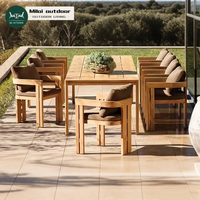 Juego de Comedor de 8 Plazas con Sillas y Mesa de Madera de Teca de Estilo Moderno para Jardín, Patio y Restaurante al Aire Libre