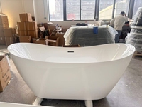 Baignoire autoportante en acrylique sur mesure, design moderne, écologique, garantie 5 ans, drain d'angle, drain pour trempage, noir mat, blanc