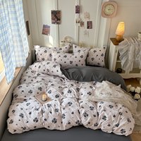 Nouvel ensemble de literie super doux 2026 en microfibre lavée à motif floral imprimé, comprenant housse de couette et drap.