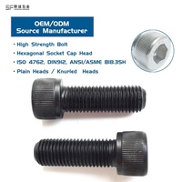 Black Oxide Stainless Steel Knurled Socket Head Cap Bolts, DIN 912 / ISO 4762 Hex Socket Round Head Full Thread Screws and Bolts
