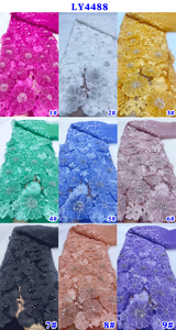 Ni. Ai phổ biến nhất 3D hoa vải thời trang mới phi Pháp sang trọng thêu Net ren vải với sequins và hạt - Product Image 6