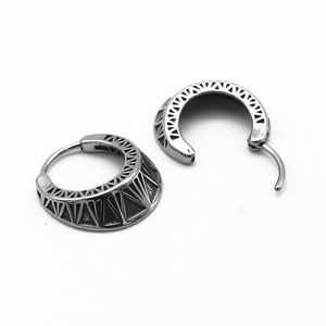 yunnique Hoop Earrings Geometric Pattern Stainless Steel Unisex Fashion Jewelry - Product Image 4