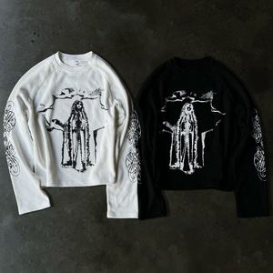 Camisetas Vintage Extra Grandes con Cuello Redondo para Hombre, Camisetas con Estampado Personalizado, Camisetas Gráficas de Manga Larga con Corte Cuadrado para Hombre - Product Image 1