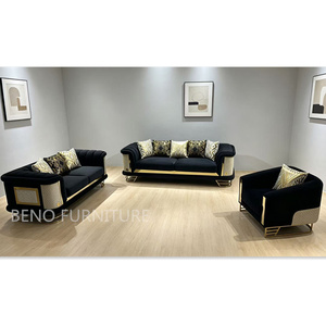 Juego de Sofás de Lujo en Oferta, 1+2+3 Plazas, Patas de Acero Inoxidable Doradas Modernas, Sofá de Tela para Sala de Estar - Product Image 1