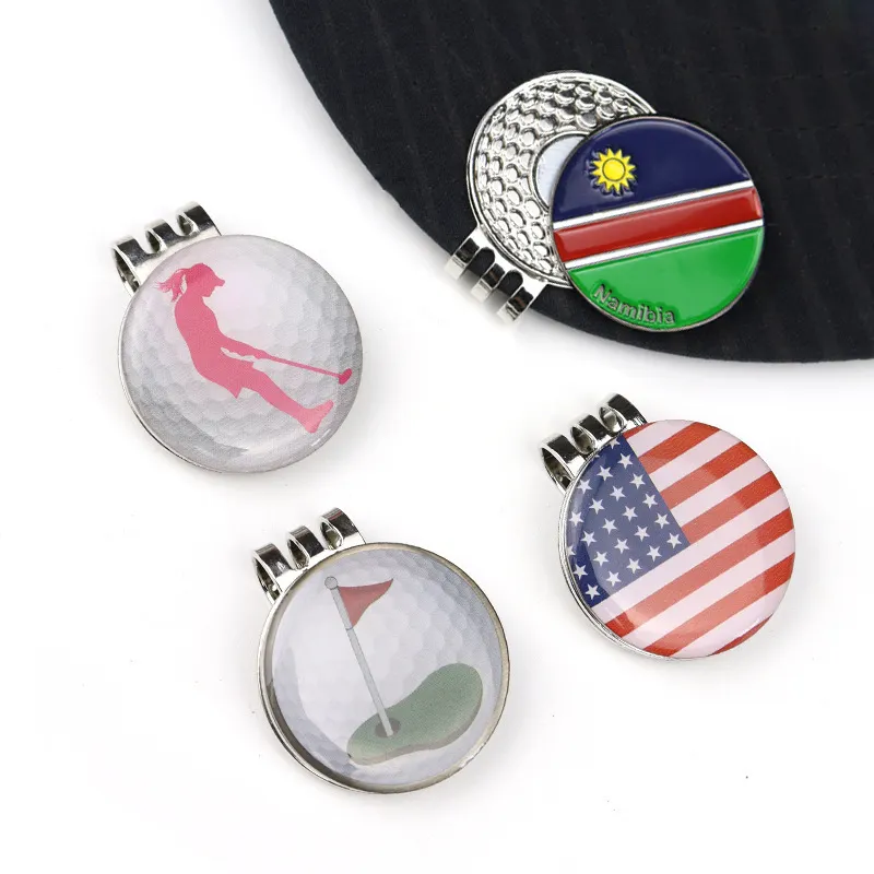 Hot Sale Zink legierung magnetische Golf Hut Clips maßge schneiderte personal isierte Golfball Marker