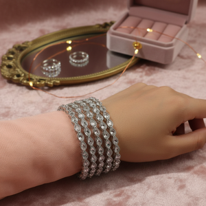 <b>Silver</b> Plated Crystal Stone <b>Bangles</b> Set Elegant <b>Bracelets</b> & <b>Bangles</b> - Product Image 3