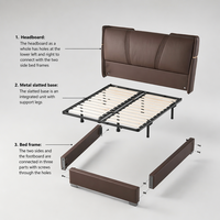 Ensemble de meubles de chambre de luxe : Lits modernes rembourrés, cadres de lit Queen en bois, lits superposés en métal gain de place